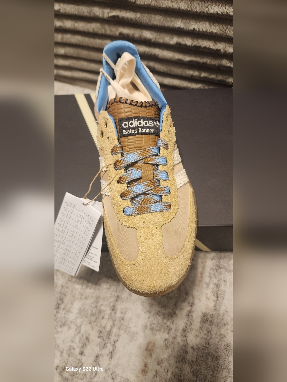 adidas Wales Bonner Trainer in Yellow with Light Blue Lining